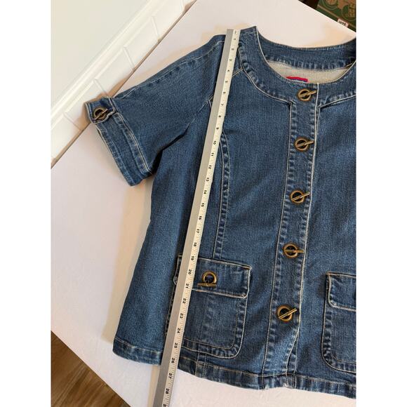 Westport Women's Plus 14/16 Denim Short Sleeve Button Front Button Pocket Jacket - Picture 8 of 10